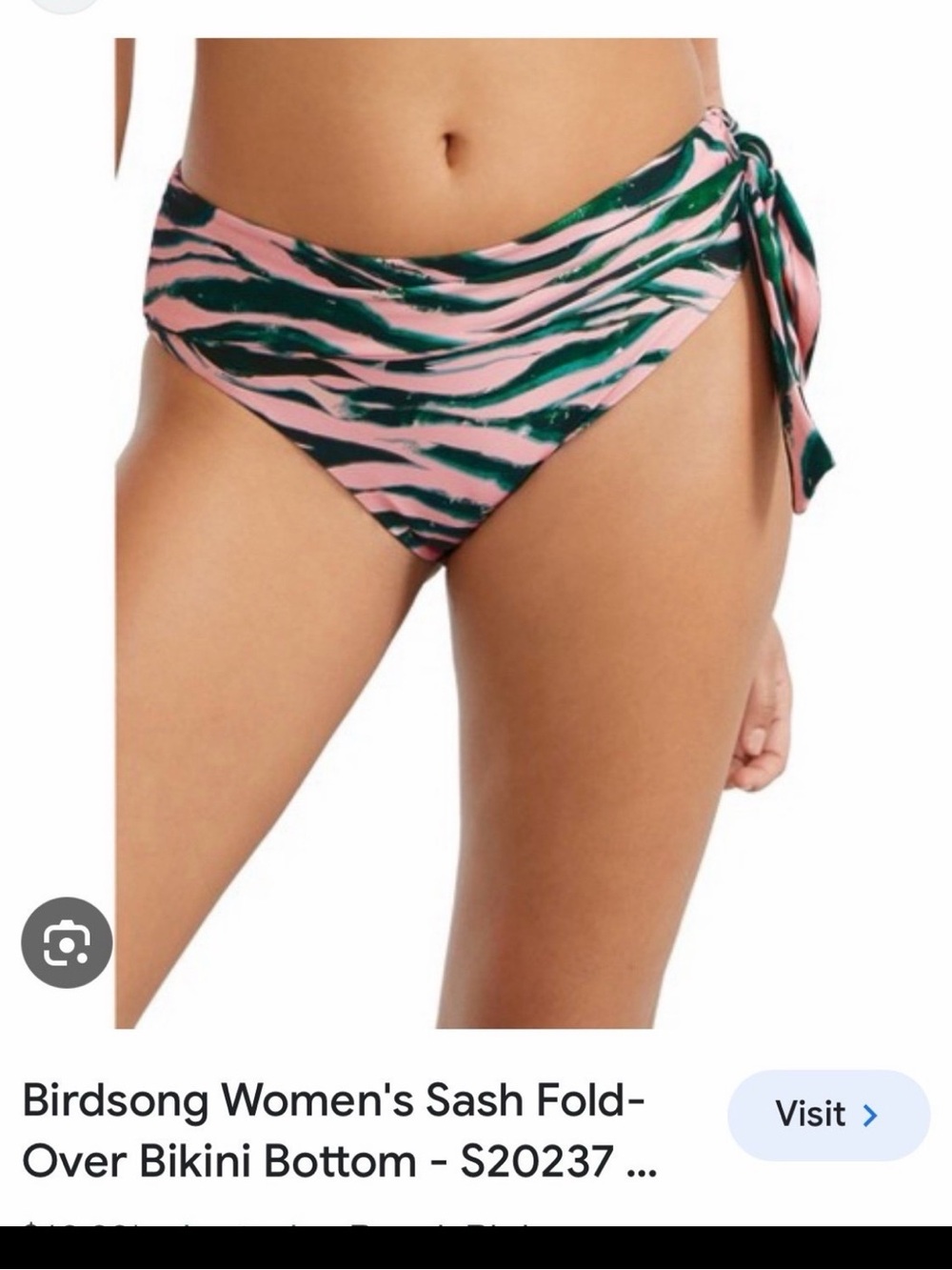 Bare Necessities Pink and Green Fold-Over Sash Bikini Bottom
